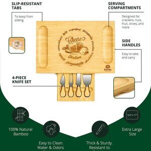ROYAL CRAFT WOOD Bamboo Cheese Board and Knife Set